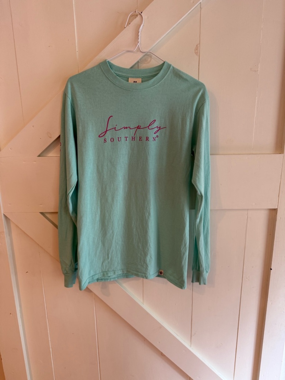 Simply Southern He Counts the Stars Long‎ Sleeve Graphic Tee Small Mint Green
